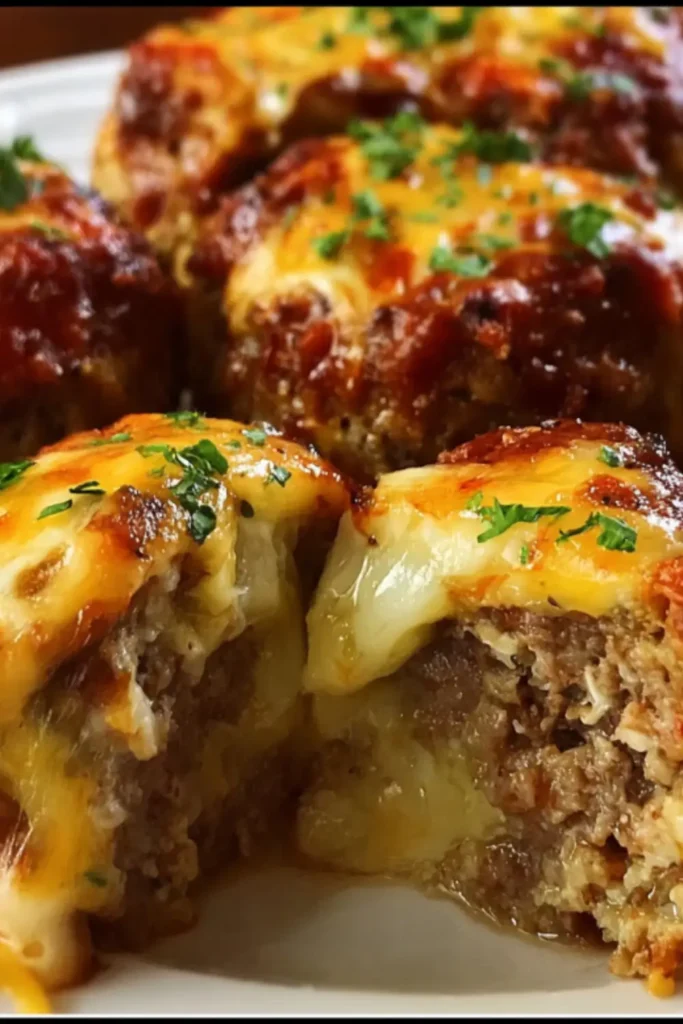 Cheesy Stuffed Meatloaf Bites