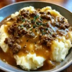 Ground Beef and Gravy Over Mashed Potatoes