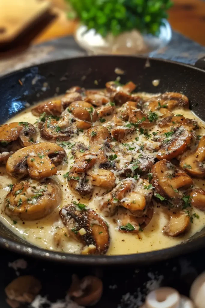 Creamy Garlic Parmesan Mushrooms