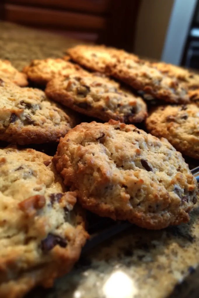 Freshly baked Laura Bush’s Cowboy Cookies with oats, pecans, and chocolate chips