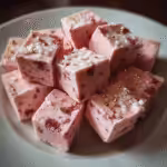 trawberry fudge squares with creamy texture and pink color