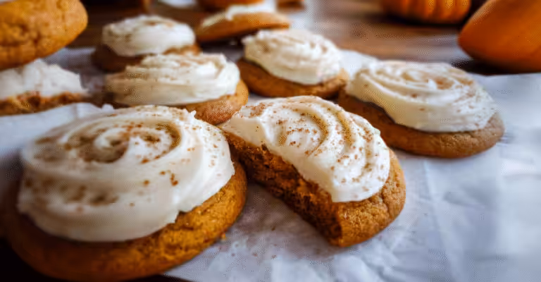 Pumpkin Sugar Cookies with Cream Cheese Frosting