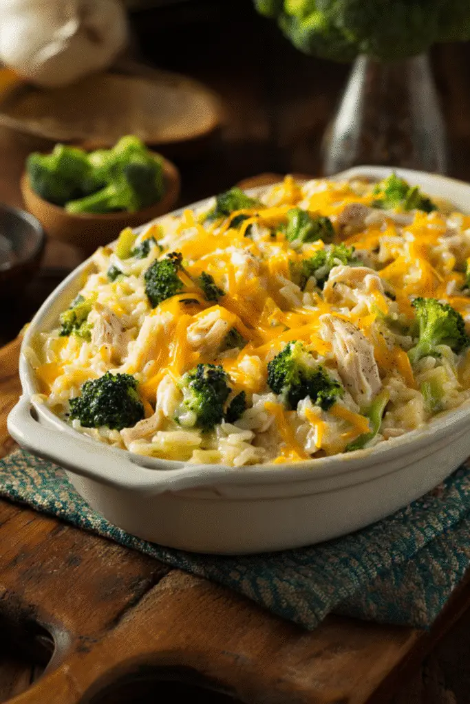 Broccoli, Rice, Cheese, and Chicken Casserole