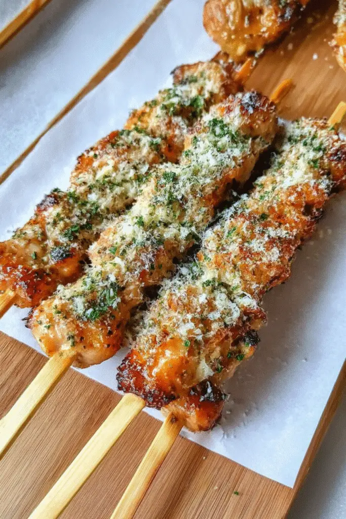 Ranch Garlic Parmesan Chicken Skewers