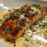 Pan-Seared Salmon with Lemon Garlic Cream Sauce
