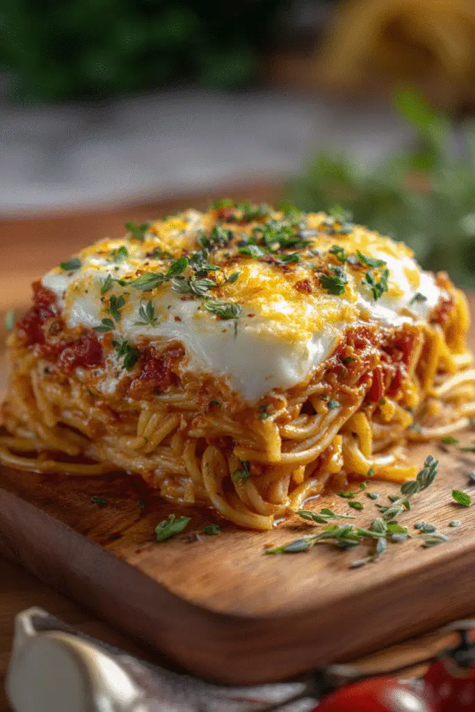 Baked Cream Cheese Spaghetti Casserole