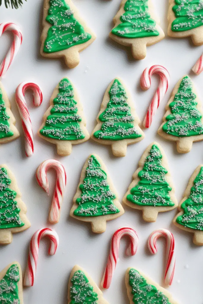 Minty Christmas Tree Cutout Cookies