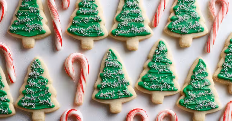 Minty Christmas Tree Cutout Cookies