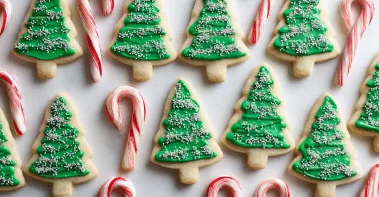 Minty Christmas Tree Cutout Cookies