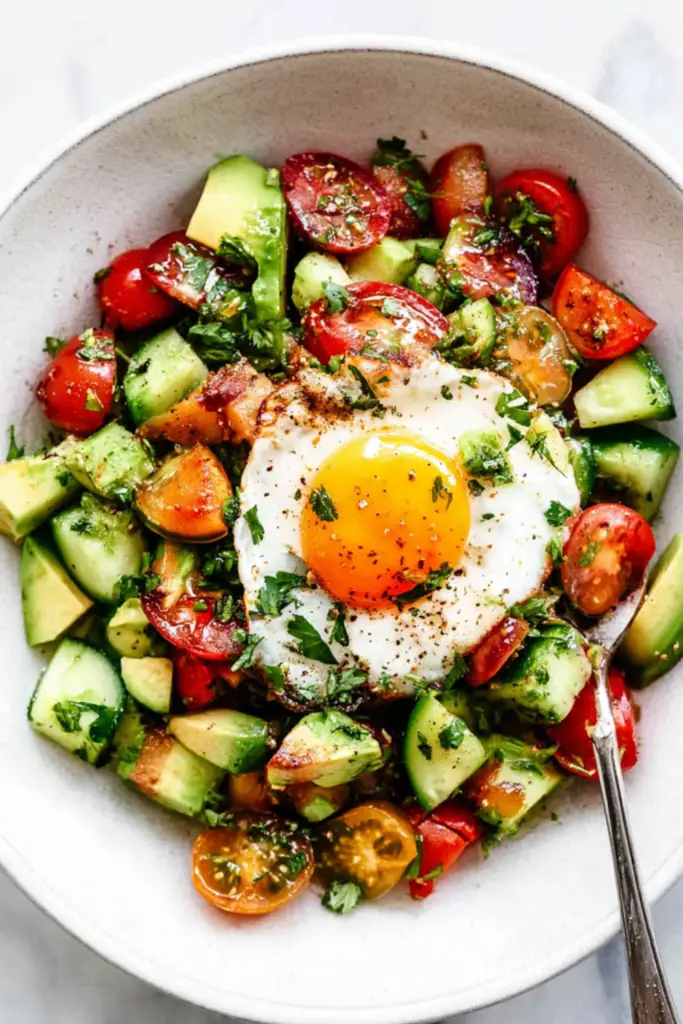 Light Spring Breakfast Salad with Eggs