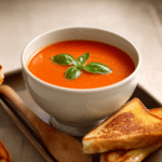Tomato Basil Soup with Grilled Cheese
