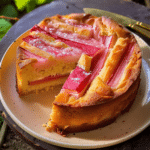 Rhubarb & Custard Cake with Earl Grey Custard Glaze