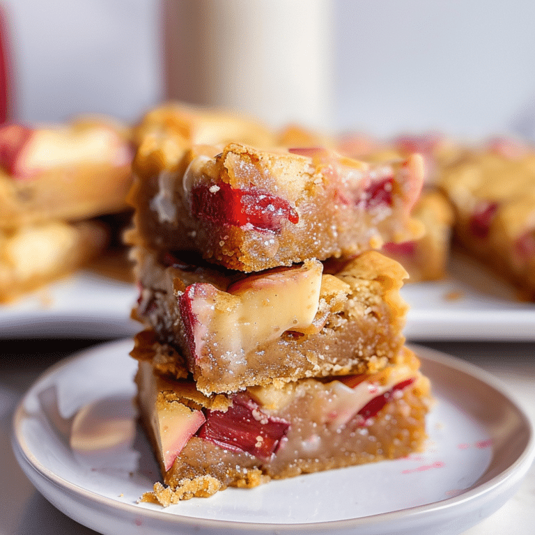 Rhubarb & Custard Blondies