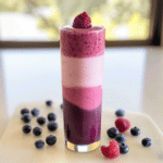 Layered Berry Smoothie: A Vegan Treat for Breakfast or Dessert
