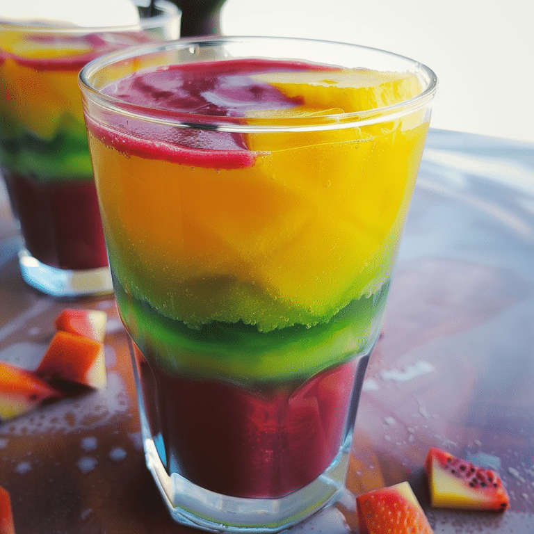 Rainbow Fruit Juice Recipe with Layered Fruit Combinations