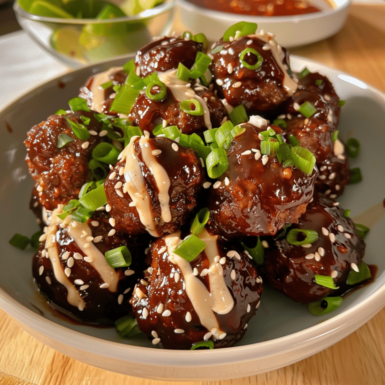 Sticky Korean BBQ Meatballs with Spicy Mayo Glaze
