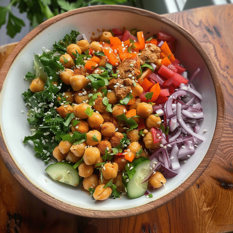 Crispy Chickpea Salad Bowl: 20-Minute Meal with Pickled Onions