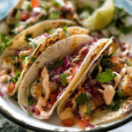 Fish Tacos Recipe with Pink Sriracha Sauce