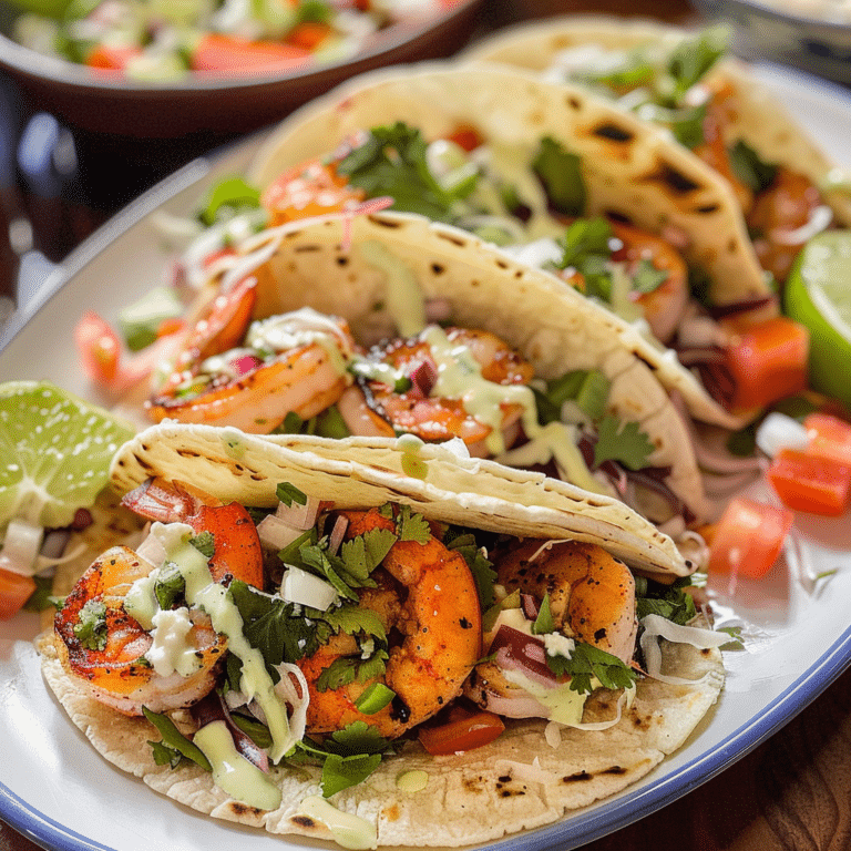 Shrimp Tacos with Flavor-Packed Sauce and Toppings