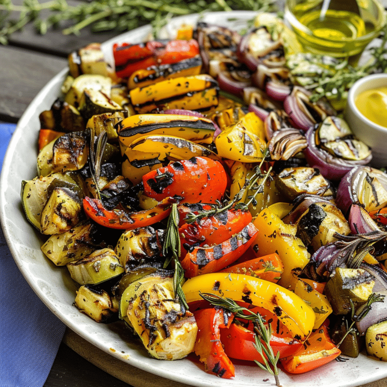 Grilled Veggie Salad with Zesty Lemon Blue Cheese