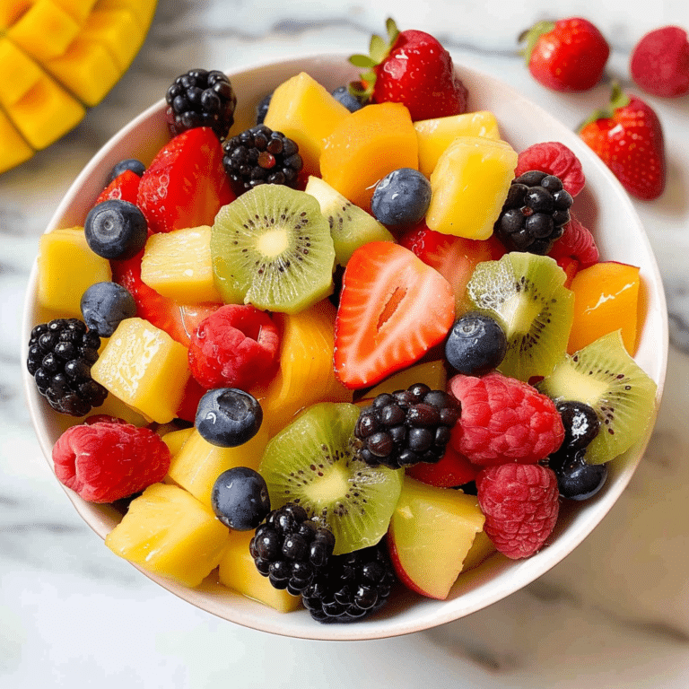 Fruit Salad Bowl with Watermelon and Pineapple