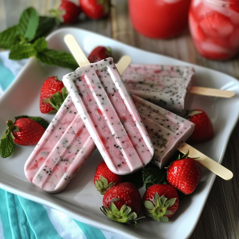 Strawberry Mint Cookies and Cream Popsicles