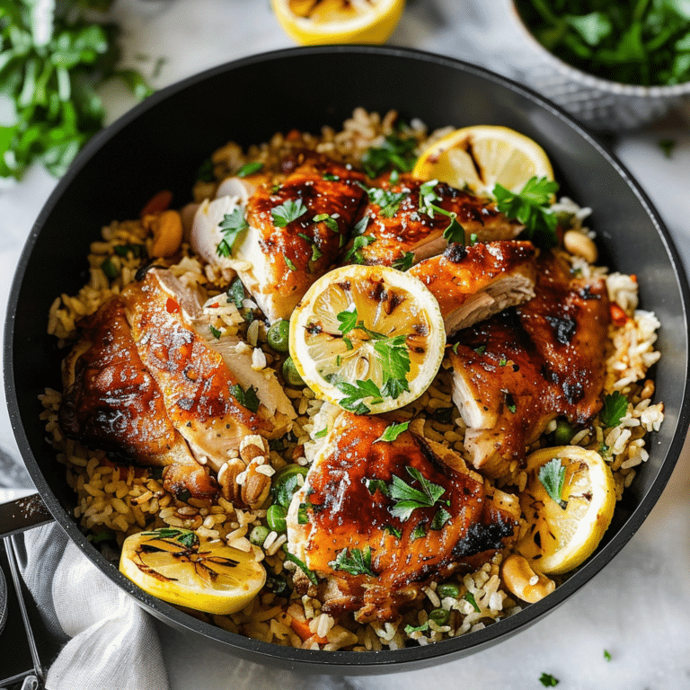 One-Pan Chicken Rice with Lemon and Spinach