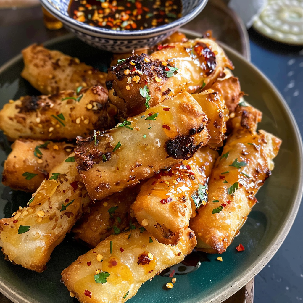 Oven-Fried Feta Rolls with Spicy Chili Honey – TikTok-Worthy Snack!