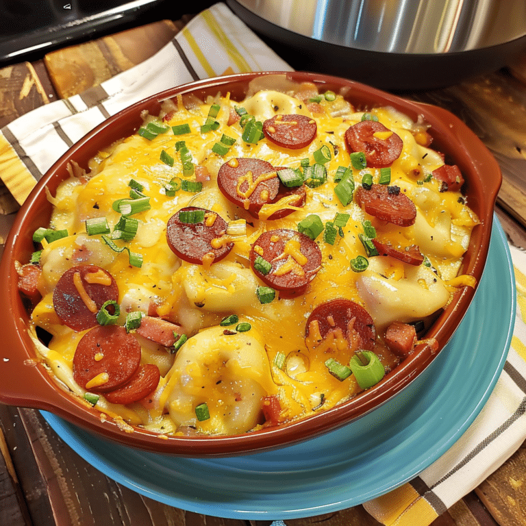 Crockpot Pierogi Casserole with Kielbasa