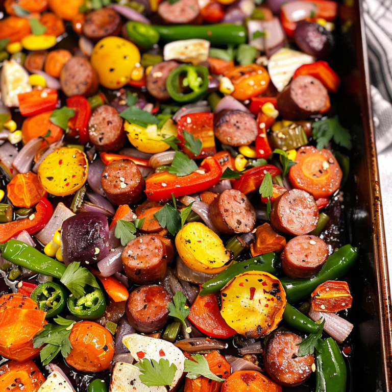 Sheet Pan Hot Honey Sausage & Veggies