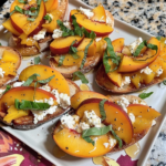 Peach Bruschetta with Goat Cheese and Honey