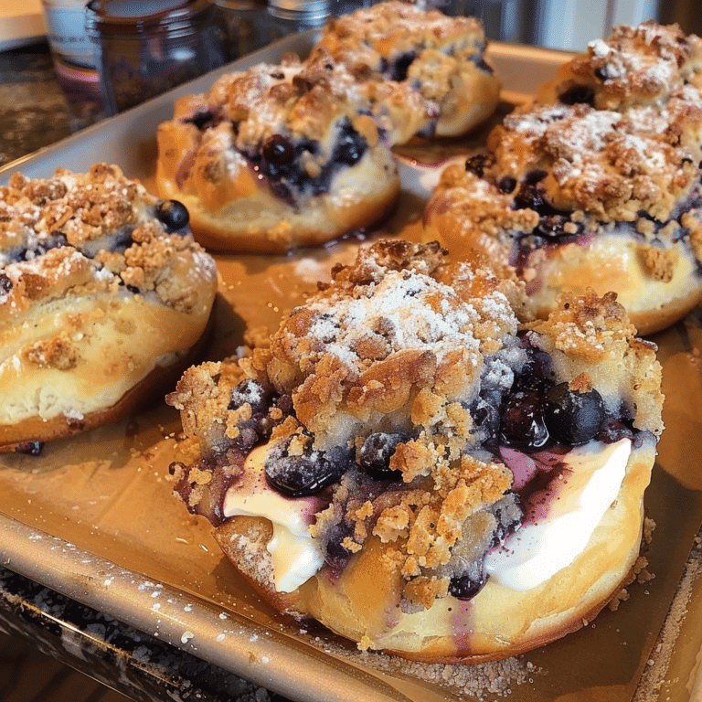 Blueberry Custard Crumble Buns (Bakery-Style with Cream Cheese Filling!)