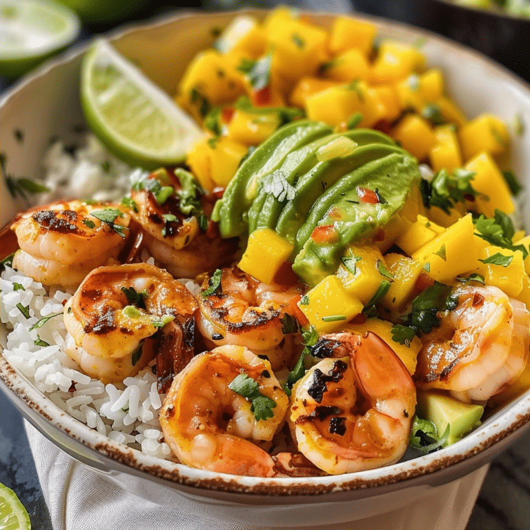 Healthy Shrimp Avocado Bowls with Mango Salsa
