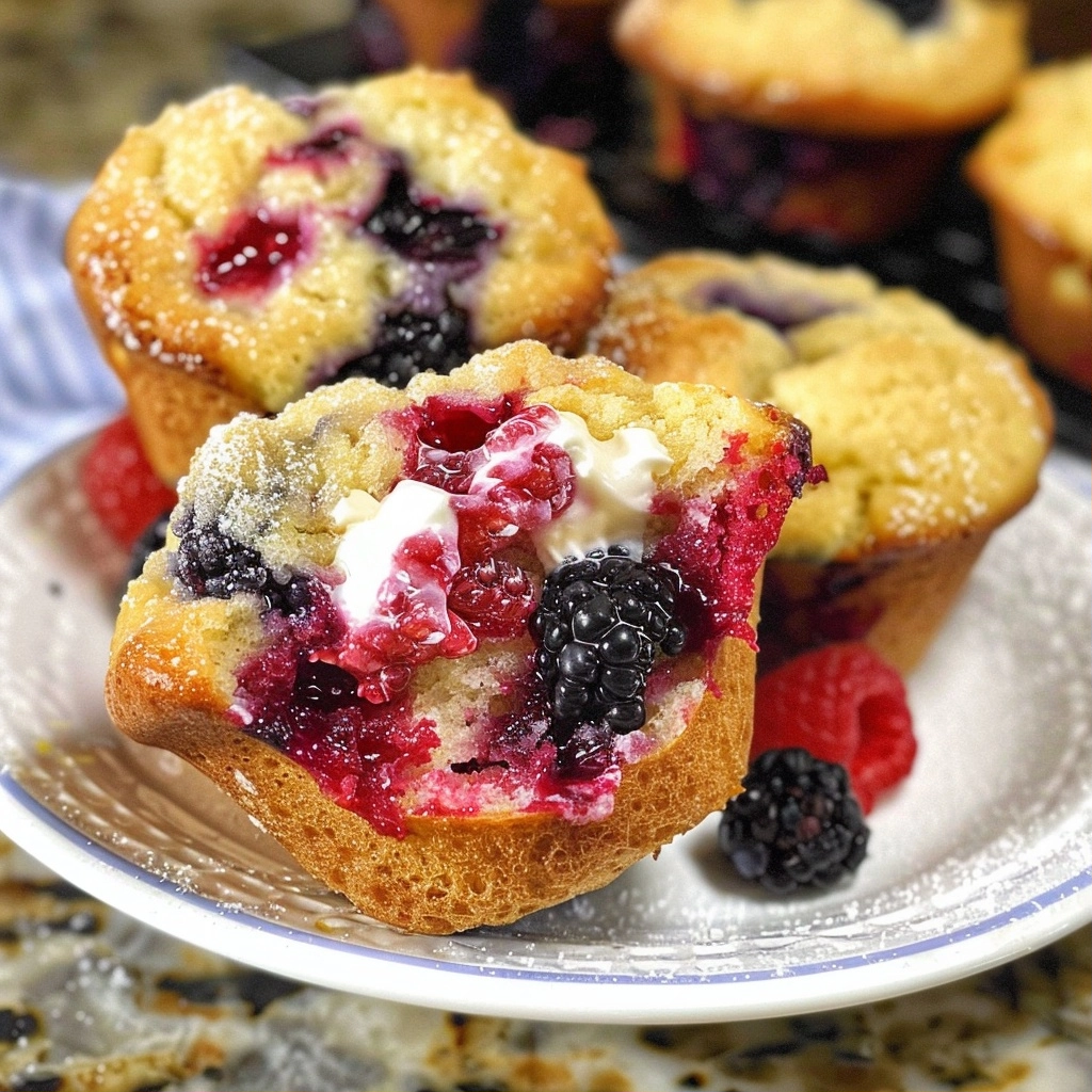 Summer Berry Cream Cheese Muffins – Soft & Easy Breakfast Recipe